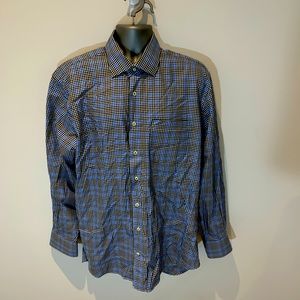 Peter Millar Extra Large Men’s Casual Button Up Shirt Cotton 100300 Blue Checker